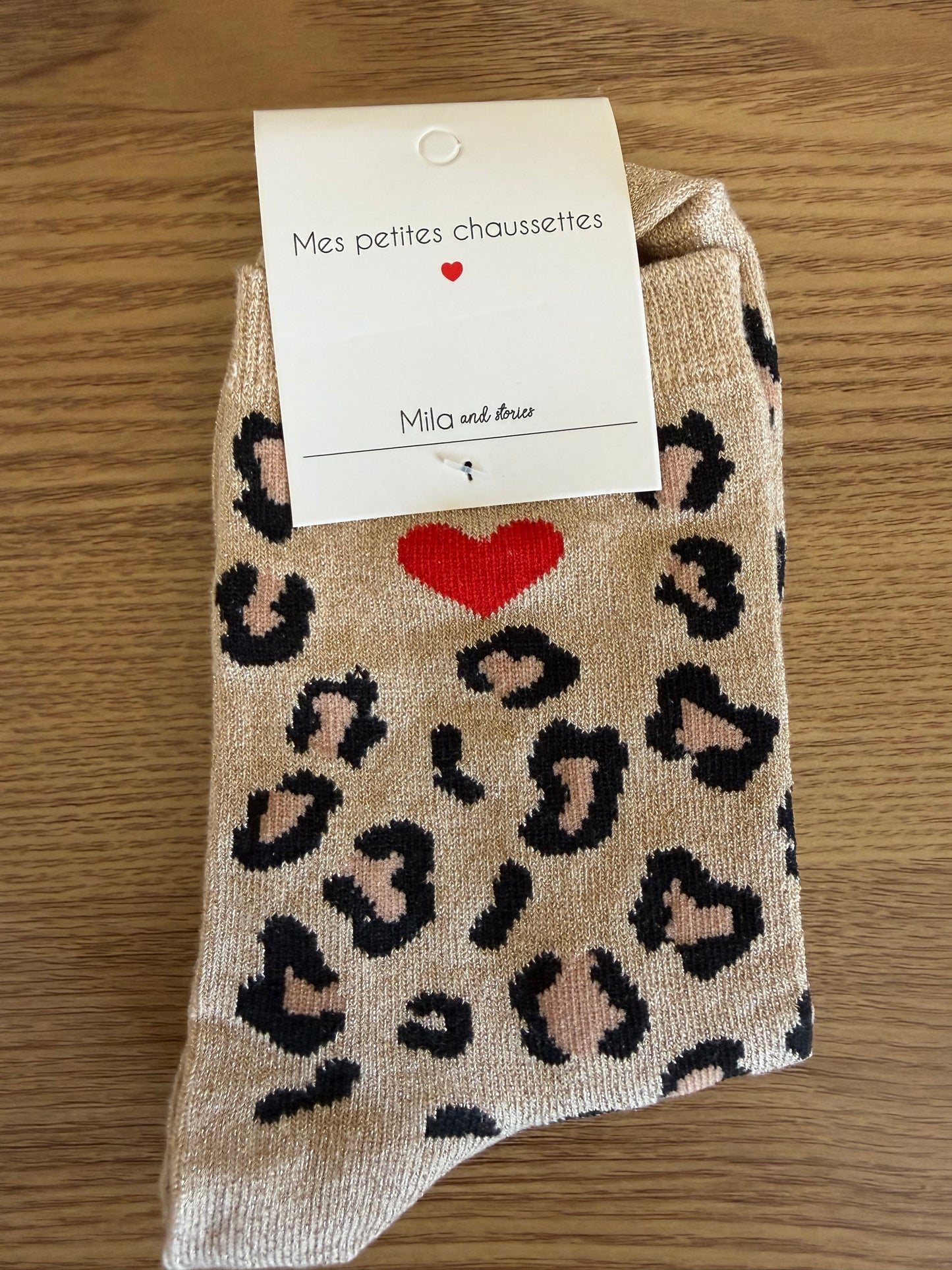 Chaussette léopard cœur