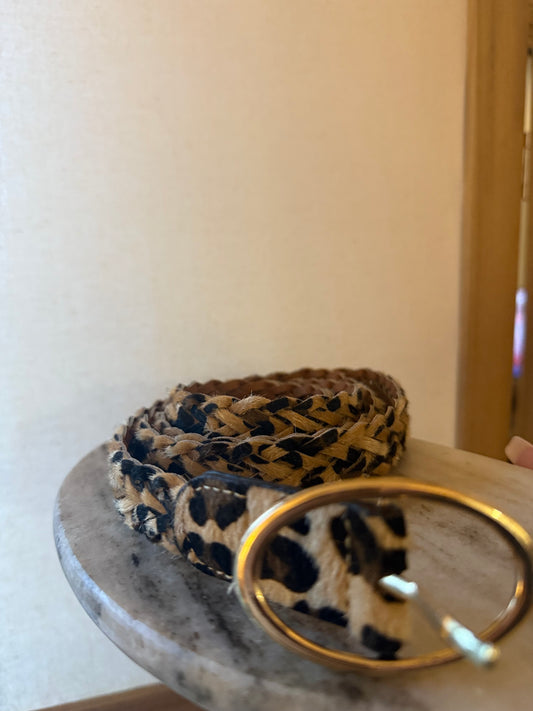 Ceinture tressée Léopard