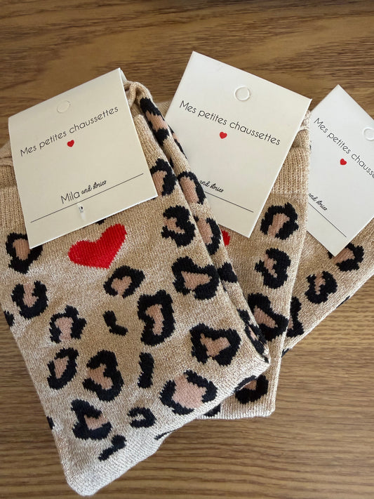Chaussette léopard cœur