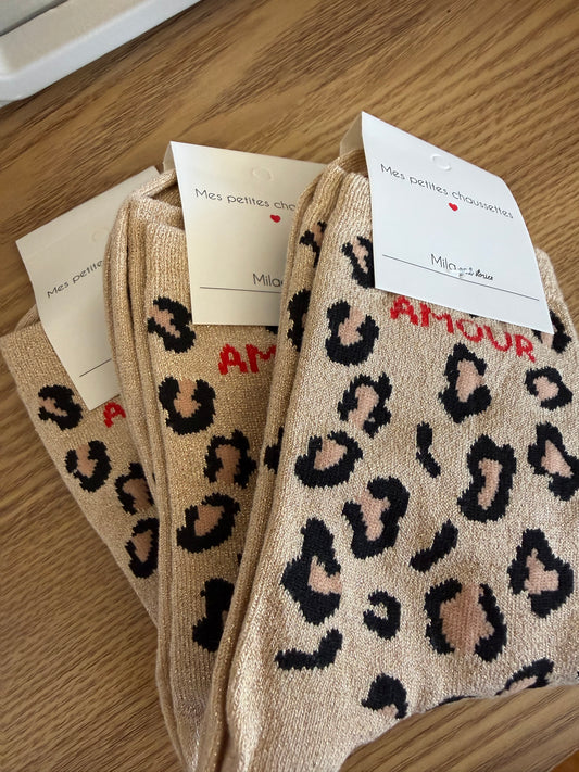 Chaussette léopard amour